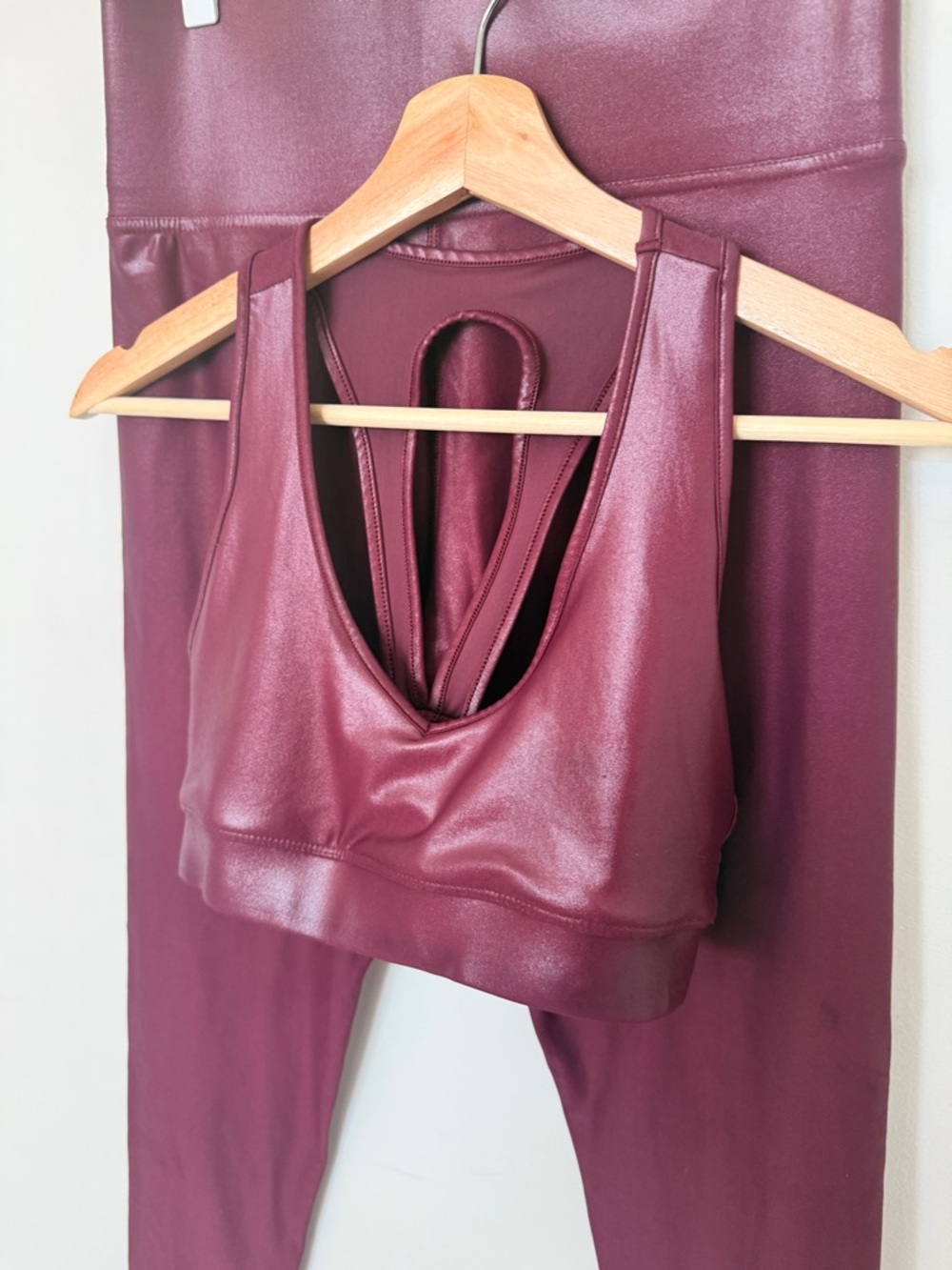 Carbon38 Faux Leather Burgundy Sports Bra